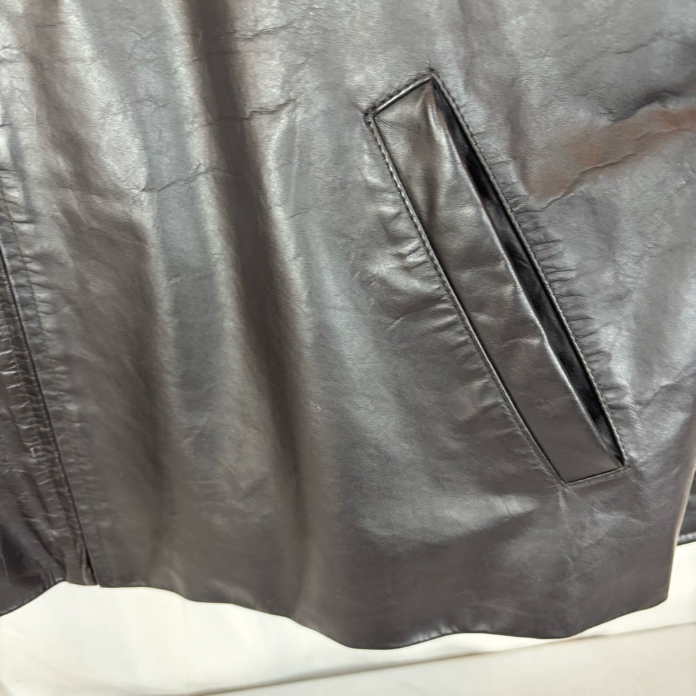 GAP Black Leather Jacket Zip-Up - Picture 7 of 14